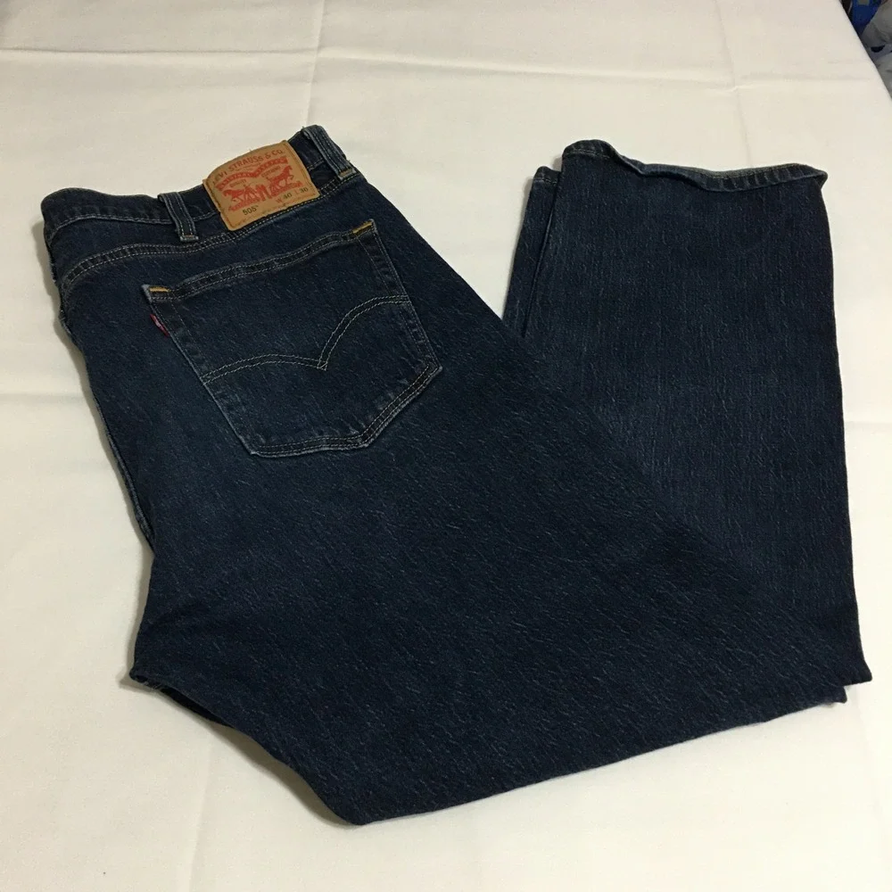 Levi's 505 Regular Fit Jeans Mens 40x30 Dark Wash Straight Leg